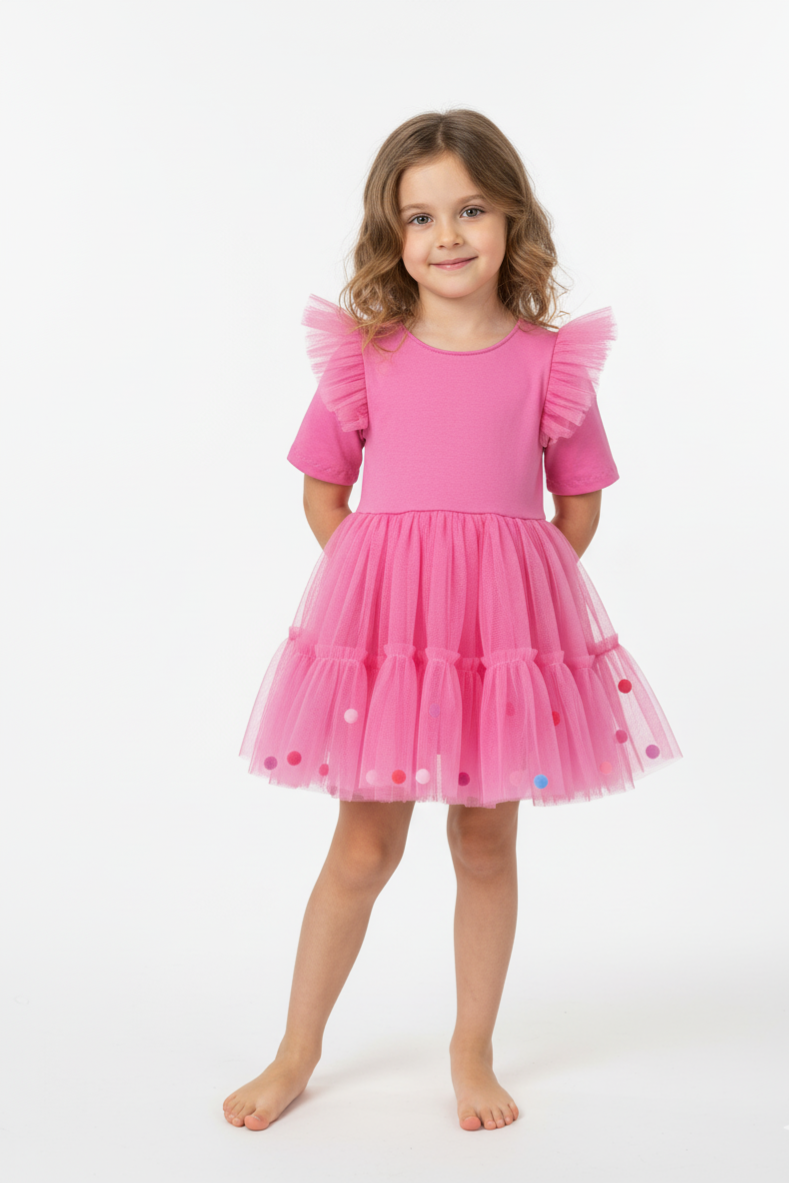 Rozālija ar bumbiņām un pusgarām piedurknēm