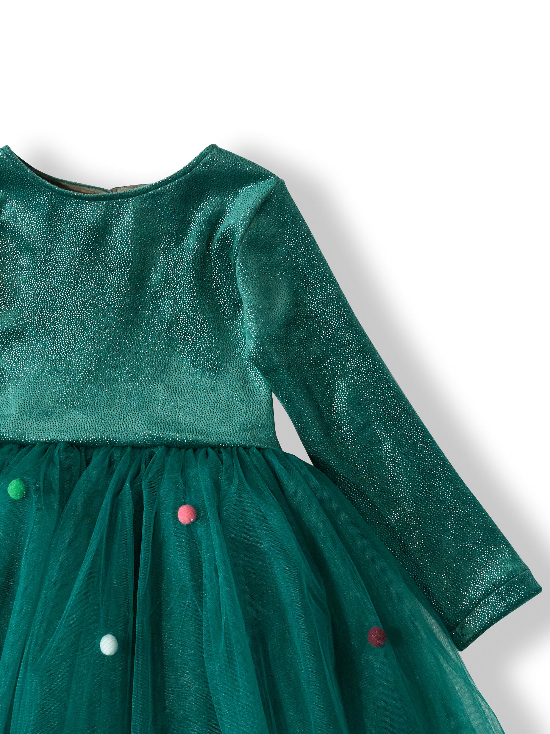 Zaļa spīdīga samta kleita ar kuplu svārku daļu